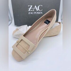 Zac Posen Vonte Nubuck Flats in Latte. Size 8M NIB
